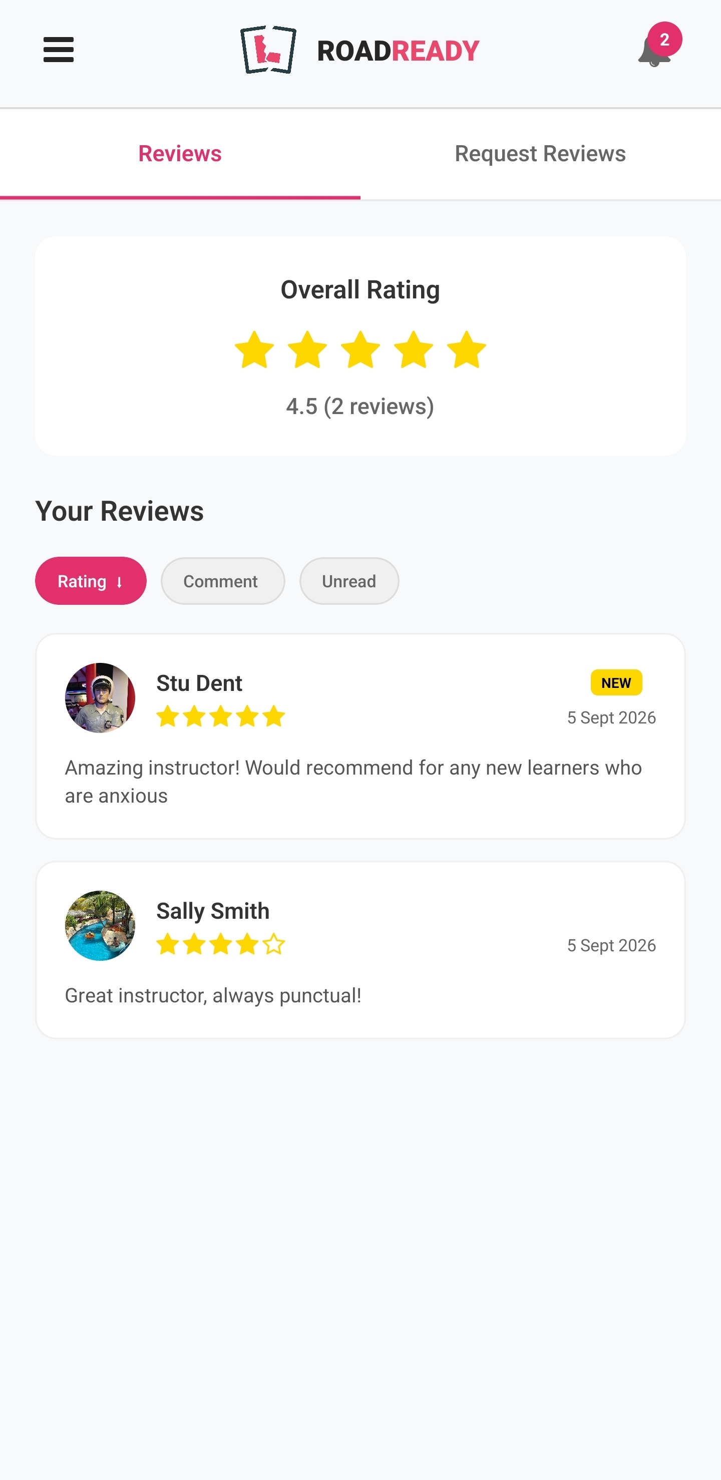Instructor reviews